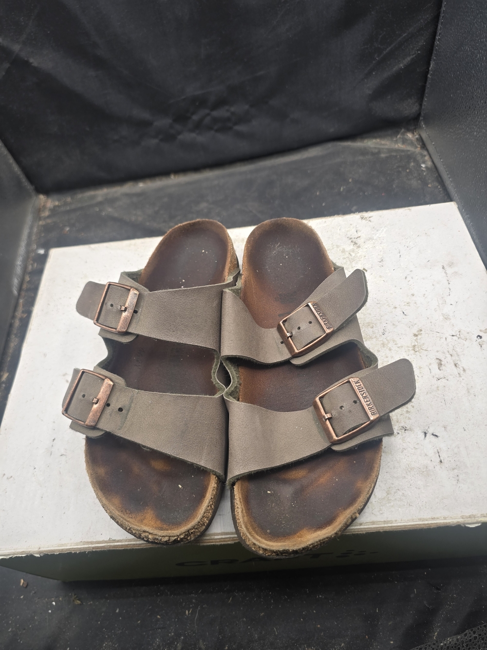 Birkenstock Women's Taupe Double-Buckle Slide Sandals